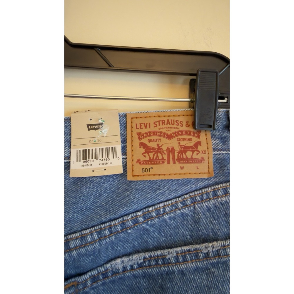 Levi's 501 Original Distressed Medium Wash Button Fly Straight Leg Jeans 27x30 - Picture 6 of 8